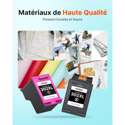 Glliter 302 XL Cartouche d'encre Remplacement pour HP 302 XL Noir et Couleur Cartouche HP 302 Encre pour DeskJet 3639 3630 3632 