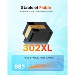 Glliter 302 XL Cartouche d'encre Remplacement pour HP 302 XL Noir et Couleur Cartouche HP 302 Encre pour DeskJet 3639 3630 3632 