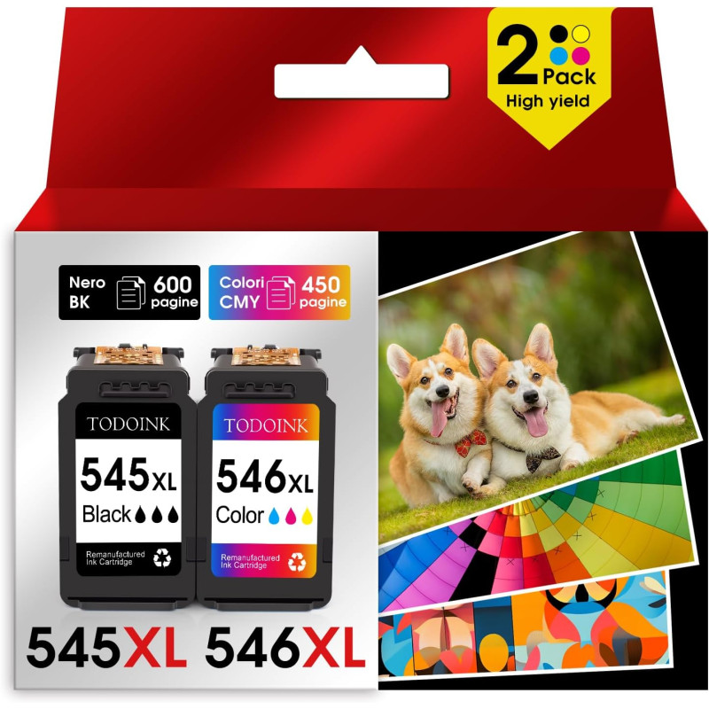 545XL 546XL Cartouches d'encre de Rechange pour Canon 545 546 XL - Lot de Plusieurs Cartouches pour MX490, MX495, MG2550s, MG255