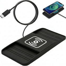 15W Chargeur Voiture Induction Rapide USB-C Chargeur sans Fil Voiture avec Design à Double Encoche Tapis de Charge Rapide Antidé