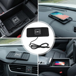 15W Chargeur Voiture Induction Rapide USB-C Chargeur sans Fil Voiture avec Design à Double Encoche Tapis de Charge Rapide Antidé