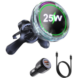 Koolehaoda Qi2.2 25W Chargeur de Voiture sans Fil Magnétique pour MagSafe,Charge Rapide,Technologie de Refroidissement TEC,Compr