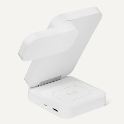 Amazon Basics Station de Recharge sans Fil 3 en 1 25 W certifiée Qi2.2, Support Pliable Compatible MagSafe pour iPhone 17/16/15/
