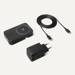 Amazon Basics Station de recharge sans fil 3 en 1 25 W certifiée Qi2.2, support pliable compatible MagSafe pour iPhone 17/16/15/