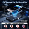 Chargeur Induction Voiture 15W, Chargeur sans Fil Rapide pour Voiture, Antidérapant avec Plaque d'Immatriculation et Câble USB 1