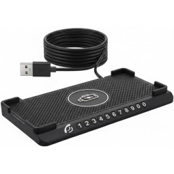Chargeur Induction Voiture 15W, Chargeur sans Fil Rapide pour Voiture, Antidérapant avec Plaque d'Immatriculation et Câble USB 1