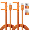 Câble USB C 240W 2 pièces avec 2 adaptateurs USB-A vers USB-C, chargeur support invisible 2 en 1 avec support téléphone, angle 9