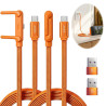 Câble USB C 240W 2 pièces avec 2 adaptateurs USB-A vers USB-C, chargeur support invisible 2 en 1 avec support téléphone, angle 9
