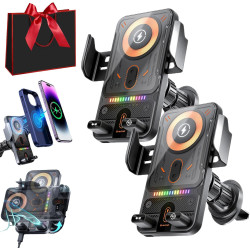 Support De Téléphone Rotatif Intelligent Et Chargeur Sans Fil 2-En-1 Pour Voiture, Support Telephone Voiture Induction, Fonction