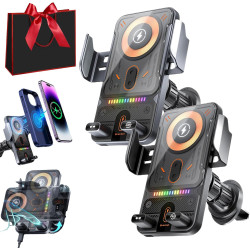 Support De Téléphone Rotatif Intelligent Et Chargeur Sans Fil 2-En-1 Pour Voiture, Support Telephone Voiture Induction, Fonction