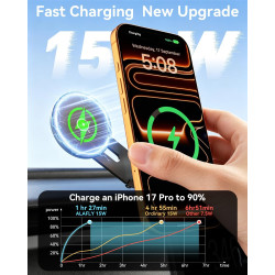 Support Téléphone Compatible MagSafe pour Tesla avec Recharge sans Fil 15W, Support Pliable et Extensible en Métal, Aimant N55 P