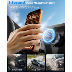 Chargeur sans fil magnétique pour voiture 15 W en fibre de carbone, support réglable à 360 ° pour tableau de bord/pare-brise