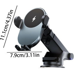 Chargeur sans Fil pour Voiture | Chargeur sans Fil 15W À Vene Et Clip | Support Smartphone à Détecteur Intelligent | pour Véhicu