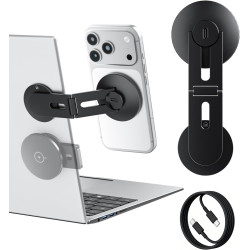 Support Magnétique pour Téléphone et Ordinateur Portable avec Charge sans Fil 15W, Compatible MagSafe iPhone 17/16/15/14/13/12, 