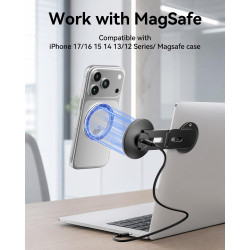 Support Magnétique pour Téléphone et Ordinateur Portable avec Charge sans Fil 15W, Compatible MagSafe iPhone 17/16/15/14/13/12, 