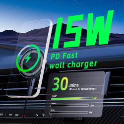 Support Telephone Voiture Induction-【15W Pro & Super Aimants】 Chargeur Mogsafe Voiture sans Fil, Chargeur Induction Voiture Magn