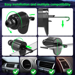 Support Telephone Voiture Induction-【15W Pro & Super Aimants】 Chargeur Mogsafe Voiture sans Fil, Chargeur Induction Voiture Magn