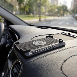 15 W Chargeur de Voiture sans Fil Surélevé Tapis de Charge Rapide Antidérapant avec Plaque d'immatriculation téléphon avec USB C