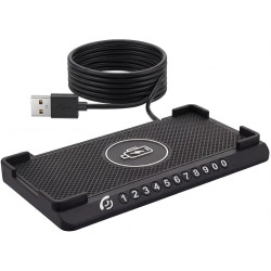 15 W Chargeur de Voiture sans Fil Surélevé Tapis de Charge Rapide Antidérapant avec Plaque d'immatriculation téléphon avec USB C