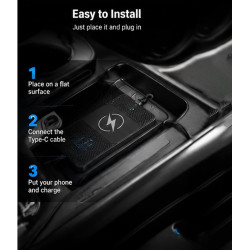 ZORQ Chargeur de Voiture sans Fil pour MG ZS Hybrid+ 2024-2026 Tapis de Charge sans Fil Rapide Antidérapant, Support Telephone V
