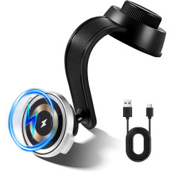 Support magnétique pour téléphone portable 15 W avec fonction de charge, chargeur de voiture inductif avec ventouse puissante et