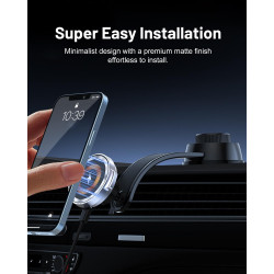 Support magnétique pour téléphone portable 15 W avec fonction de charge, chargeur de voiture inductif avec ventouse puissante et