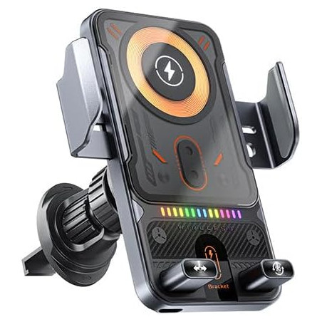 Wireless fast charging car mount (2026), 2-in-1 car phone holder & wireless charger 360° rotation, chargeur de voiture sans fil 