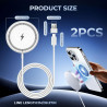 2PCS Chargeur sans Fil 15W, Blanc, Chargeur Rapide USB-C pour Téléphone et Écouteurs sans Fil, Design Élégant et Sécurisé, Compa