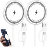 2PCS Chargeur sans Fil 15W, Blanc, Chargeur Rapide USB-C pour Téléphone et Écouteurs sans Fil, Design Élégant et Sécurisé, Compa