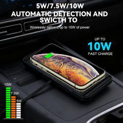 Chargeur Induction Voiture, 5/7.5/10W Tapis de Charge sans Fil Rapide Antidérapant pour Casques de Téléphone Portable, etc. (USB