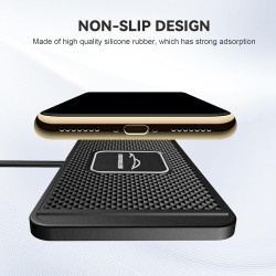 Chargeur Induction Voiture, 5/7.5/10W Tapis de Charge sans Fil Rapide Antidérapant pour Casques de Téléphone Portable, etc. (USB