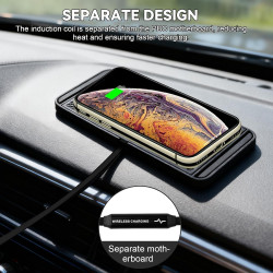 Chargeur Induction Voiture, 5/7.5/10W Tapis de Charge sans Fil Rapide Antidérapant pour Casques de Téléphone Portable, etc. (USB