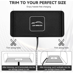 Chargeur Induction Voiture, 5/7.5/10W Tapis de Charge sans Fil Rapide Antidérapant pour Casques de Téléphone Portable, etc. (USB