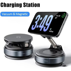 Support de charge magnétique sans fil réglable à 360° pour voiture MagSafe pour iPhone, Samsung, Xiaomi (Noir)