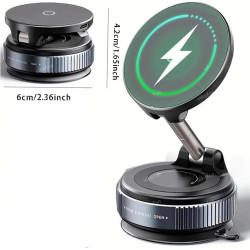 Support de charge magnétique sans fil réglable à 360° pour voiture MagSafe pour iPhone, Samsung, Xiaomi (Noir)