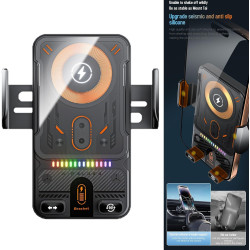 Support De Chargeur sans Fil pour Voiture, Support De Téléphone À Serrage Automatique, Supports De Navigation Électrique Rotatif