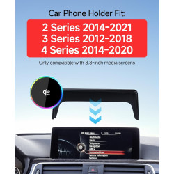 Qi2.2 Max 25 W Chargeur de voiture sans fil rapide pour BMW Série 3 2012-2018/Série 4 2014-2020/2014-2021 Série 2 écran 8,8", su