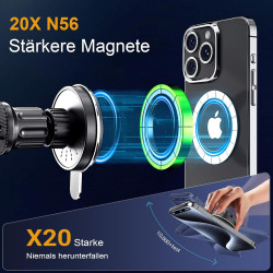 Support magnétique de voiture avec fonction de charge pour Magsafe - 15 W - Chargeur rapide pour iPhone 17 Air Pro Max Plus 16 1