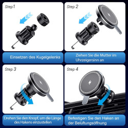 Support magnétique de voiture avec fonction de charge pour Magsafe - 15 W - Chargeur rapide pour iPhone 17 Air Pro Max Plus 16 1