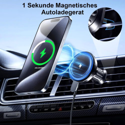Support magnétique de voiture avec fonction de charge pour Magsafe - 15 W - Chargeur rapide pour iPhone 17 Air Pro Max Plus 16 1