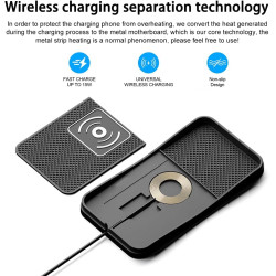 Chargeur Induction Voiture pour Peugeot 208 2019-2023 2024 2025, Tapis de Charge sans Fil Antidérapant 15W Type-C/USB Tapis de C