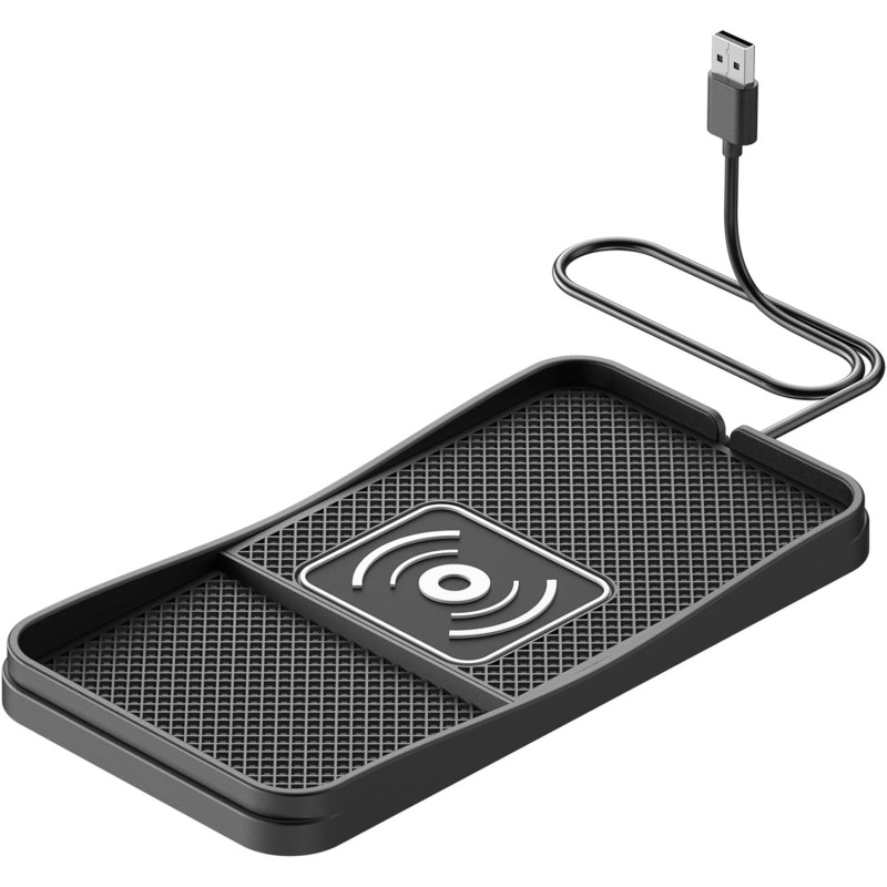 Chargeur Induction Voiture pour Peugeot 208 2019-2023 2024 2025, Tapis de Charge sans Fil Antidérapant 15W Type-C/USB Tapis de C
