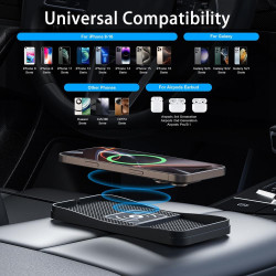 Chargeur Induction Voiture pour Peugeot 208 2019-2023 2024 2025, Tapis de Charge sans Fil Antidérapant 15W Type-C/USB Tapis de C