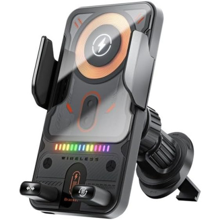 Chargeur de voiture sans fil à pince automatique 15 W avec contrôle à un bouton, compatible avec différents téléphones, port de 