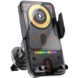 Chargeur de voiture sans fil à pince automatique 15 W avec contrôle à un bouton, compatible avec différents téléphones, port de 