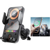 Chargeur de voiture sans fil à pince automatique 15 W avec contrôle à un bouton, compatible avec différents téléphones, port de 