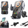 Support Intelligent 2 en 1 pour téléphone Portable avec Rotation Automatique et Chargeur sans Fil, 15W Qi Chargeur Induction Voi