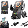 Support Intelligent 2 en 1 pour téléphone Portable avec Rotation Automatique et Chargeur sans Fil, 15W Qi Chargeur Induction Voi