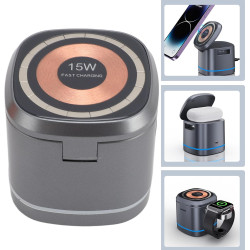 Fabater Station de Charge 3 en 1 pour Montre, écouteurs, Téléphone, Support de Charge Rapide Magnétique, Chargeur sans Fil pour 