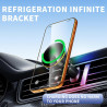 Chargeur de voiture magnétique sans fil 25 W avec lumière RVB, charge rapide, support de téléphone avec ventilateur de refroidis